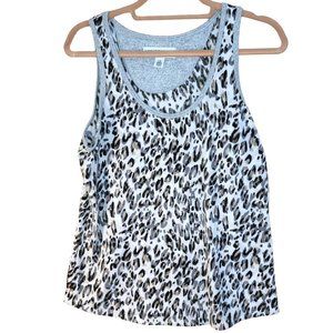 Karen Neuburger Live Love Lounge Animal Print Gray Gold Tank Top Women Size L